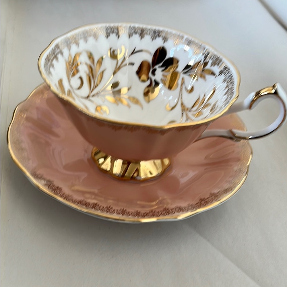 Queen Anne Pink Bone China Teacup & Saucer